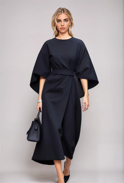 Celestine | Sukienka Z Eleganckimi Latarniowymi Rękawami I Paskiem