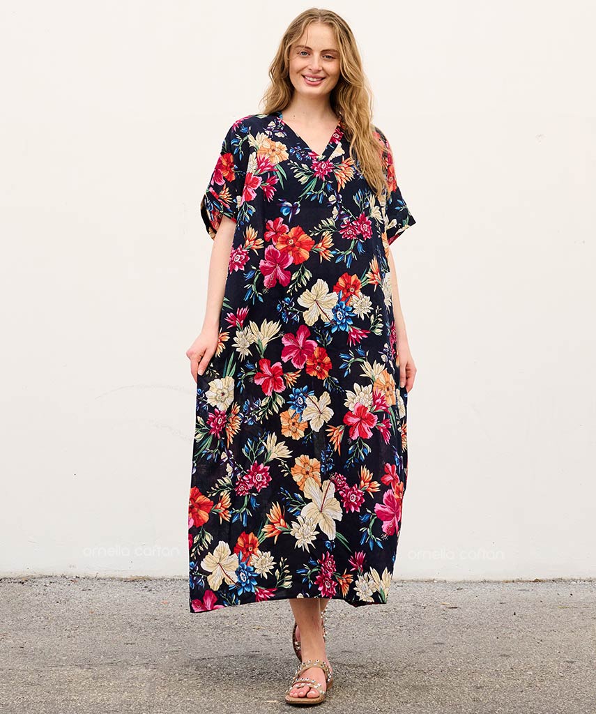 Rina | Sukienka typu kaftan z kieszeniami do noszenia na co dzień