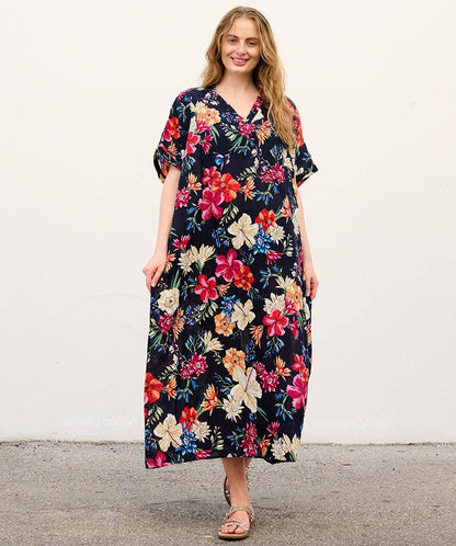 Rina | Sukienka typu kaftan z kieszeniami do noszenia na co dzień