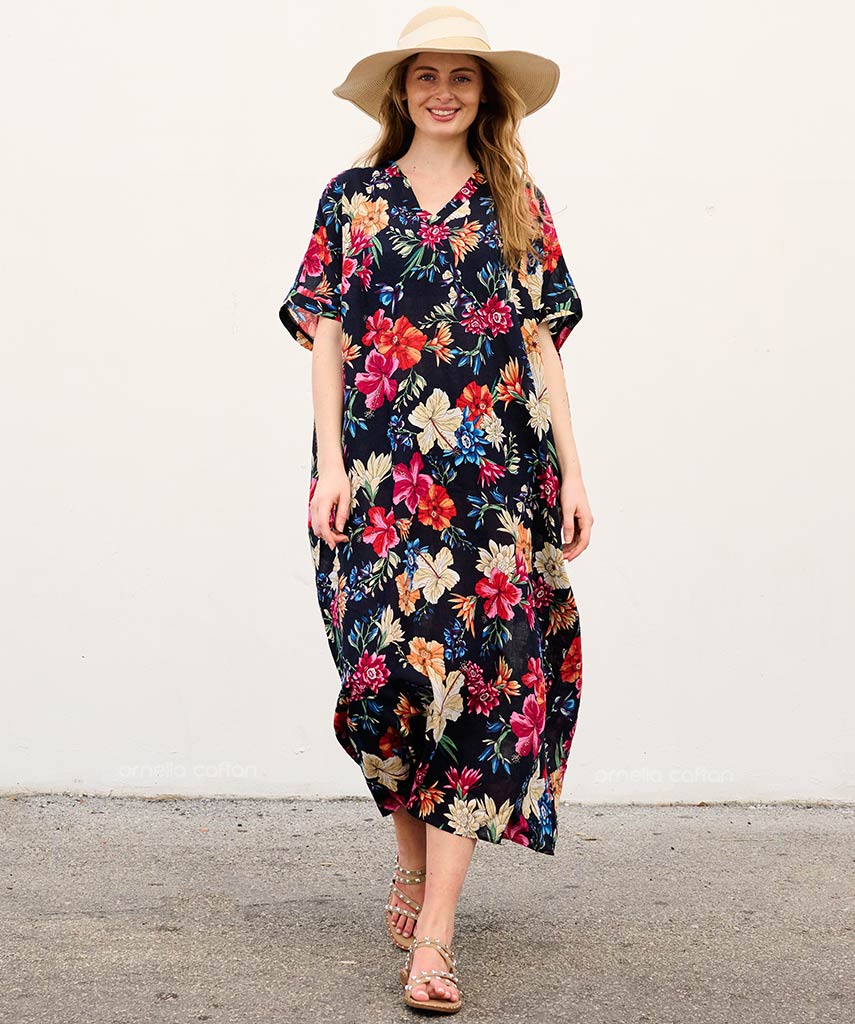 Rina | Sukienka typu kaftan z kieszeniami do noszenia na co dzień