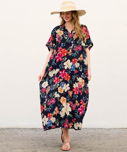 Rina | Sukienka typu kaftan z kieszeniami do noszenia na co dzień