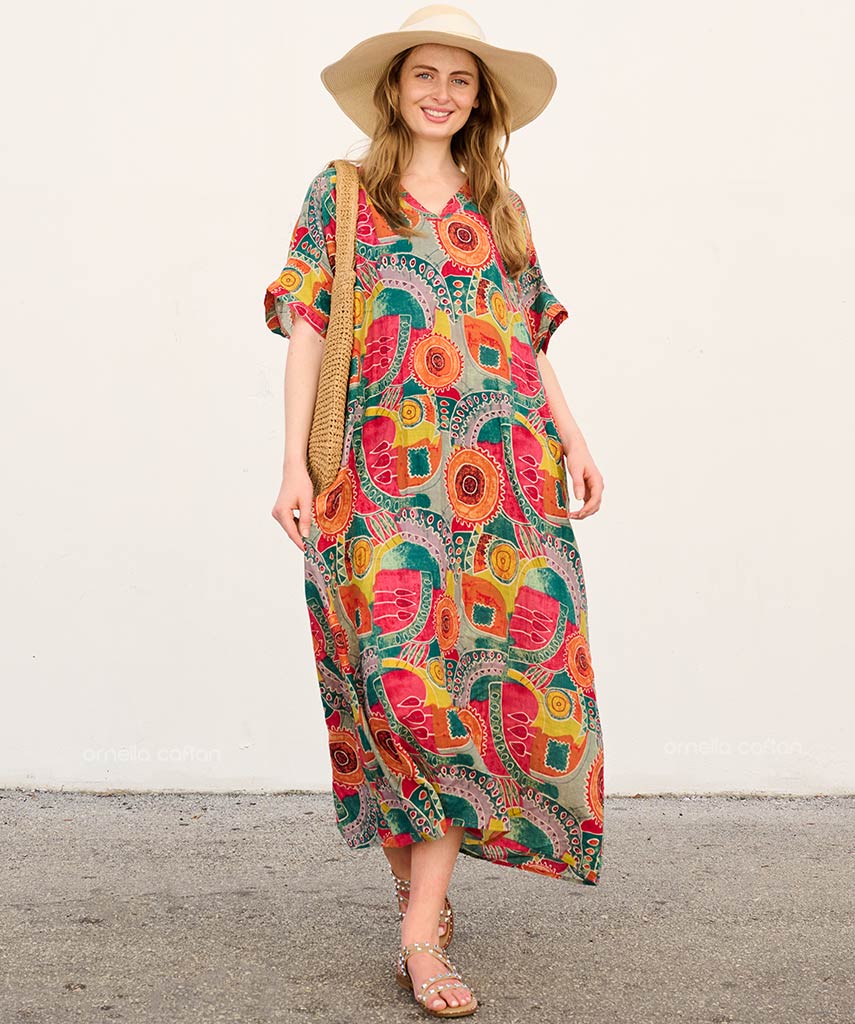 Zira | Sukienka typu kaftan z kieszeniami do noszenia na co dzień