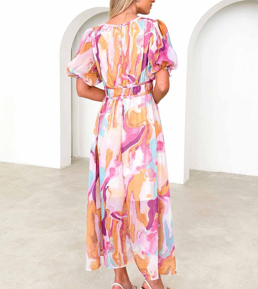 Ilona | Elegancka sukienka maxi w kolorze różowym