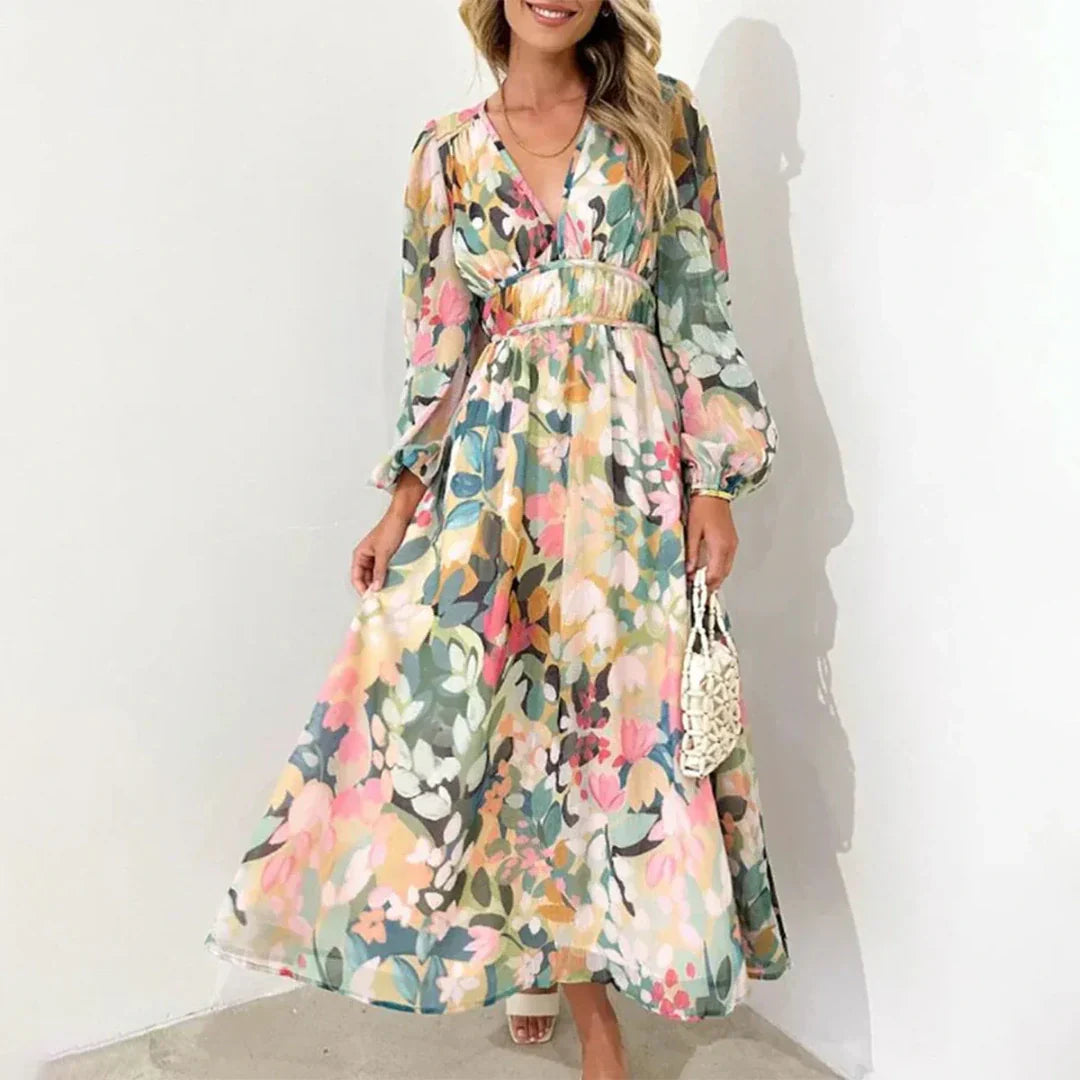 Ilona | Elegancka sukienka maxi w kolorze różowym